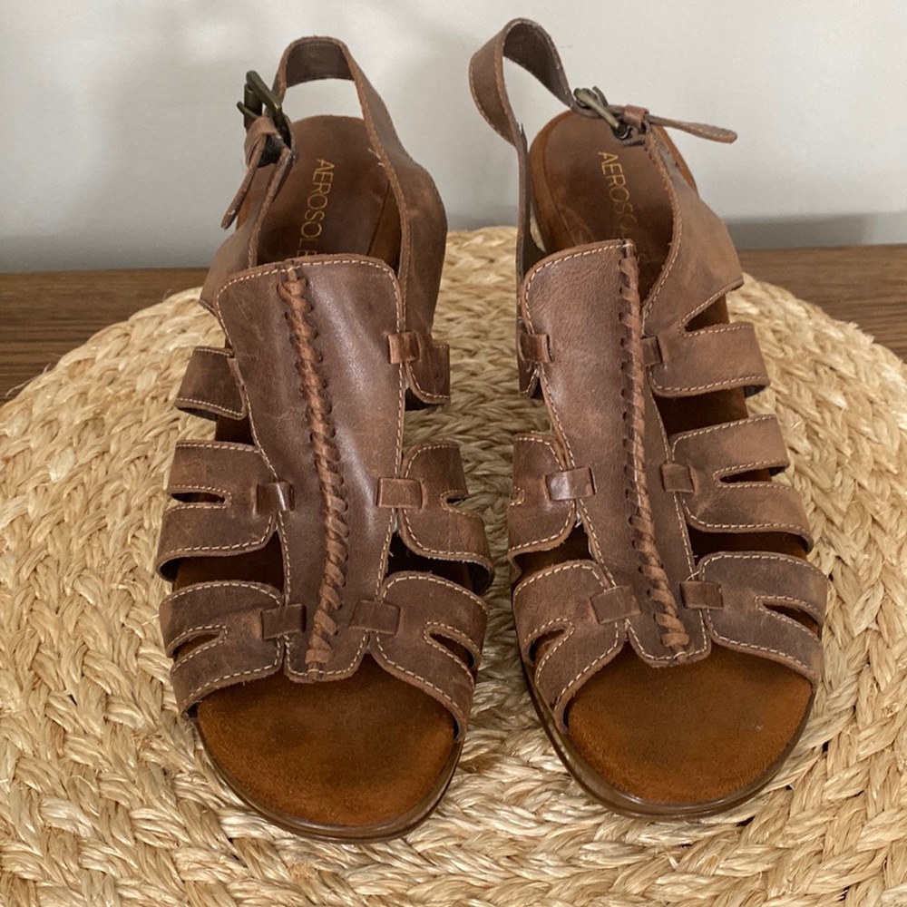 Aerosoles Tai Chi womens brown high heel sandals size 9